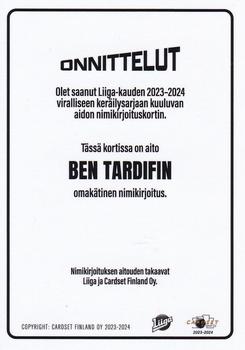 2023-24 Cardset Finland - Signature (Series 2) #NNO Ben Tardif Back