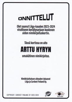 2023-24 Cardset Finland - Signature (Series 2) #NNO Arttu Hyry Back