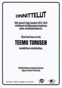 2023-24 Cardset Finland - Signature (Series 2) #NNO Teemu Turunen Back