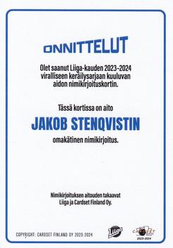 2023-24 Cardset Finland - Signature (Series 2) #NNO Jakob Stenqvist Back