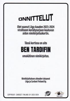2023-24 Cardset Finland - Signature Limited Edition (Series 2) #NNO Ben Tardif Back