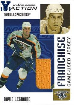 2015-16 In The Game Final Vault - 2003-04 In The Game Action Jerseys (Saphire Vault Stamp) #M-257 David Legwand Front