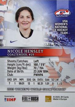 2023 BY Cards IIHF Women's World Championship #1 Nicole Hensley Back