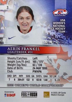 2023 BY Cards IIHF Women's World Championship #3 Aerin Frankel Back