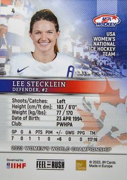 2023 BY Cards IIHF Women's World Championship #4 Lee Stecklein Back