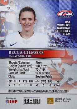 2023 BY Cards IIHF Women's World Championship #12 Becca Gilmore Back