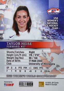 2023 BY Cards IIHF Women's World Championship #21 Taylor Heise Back