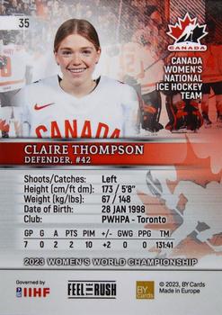 2023 BY Cards IIHF Women's World Championship #35 Claire Thompson Back