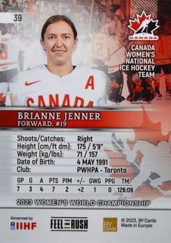 2023 BY Cards IIHF Women's World Championship #39 Brianne Jenner Back