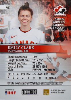 2023 BY Cards IIHF Women's World Championship #42 Emily Clark Back