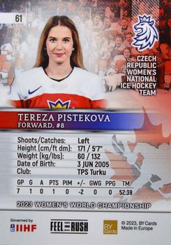 2023 BY Cards IIHF Women's World Championship #61 Tereza Pistekova Back