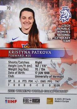 2023 BY Cards IIHF Women's World Championship #70 Kristyna Patkova Back