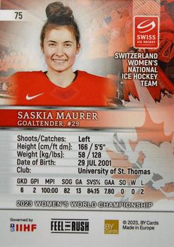 2023 BY Cards IIHF Women's World Championship #75 Saskia Maurer Back