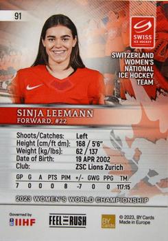 2023 BY Cards IIHF Women's World Championship #91 Sinja Leemann Back