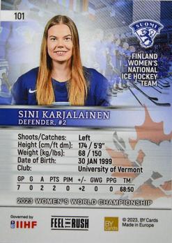2023 BY Cards IIHF Women's World Championship #101 Sini Karjalainen Back
