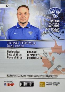 2023 BY Cards IIHF Women's World Championship #121 Juuso Toivola Back