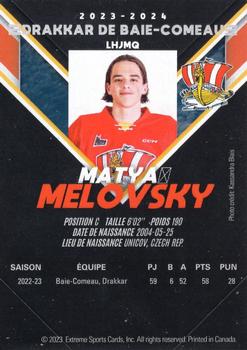 2023-24 Extreme Baie-Comeau Drakkar (QMJHL) #NNO Matyas Melovsky Back