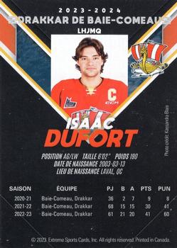 2023-24 Extreme Baie-Comeau Drakkar (QMJHL) #NNO Isaac Dufort Back