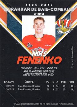 2023-24 Extreme Baie-Comeau Drakkar (QMJHL) #NNO Niks Fenenko Back