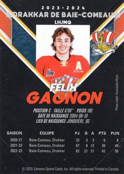 2023-24 Extreme Baie-Comeau Drakkar (QMJHL) #NNO Felix Gagnon Back