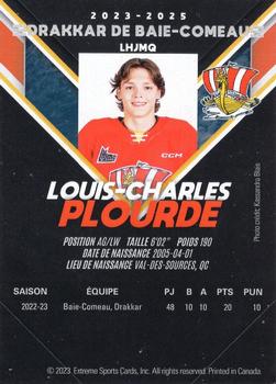 2023-24 Extreme Baie-Comeau Drakkar (QMJHL) #NNO Louis-Charles Plourde Back
