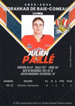 2023-24 Extreme Baie-Comeau Drakkar (QMJHL) #NNO Julien Paile Back