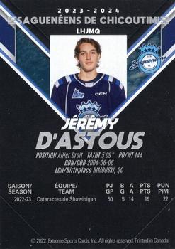 2023-24 Extreme Chicoutimi Sagueneens (QMJHL) #NNO Jeremy D'Astous Back