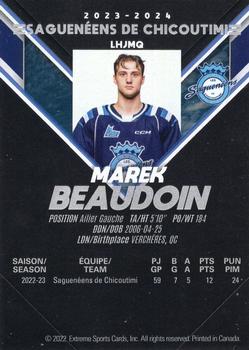 2023-24 Extreme Chicoutimi Sagueneens (QMJHL) #NNO Marek Beaudoin Back