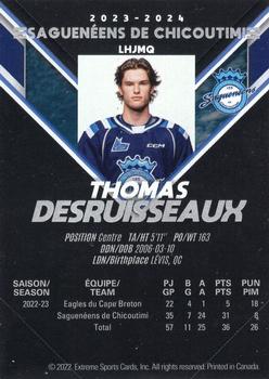 2023-24 Extreme Chicoutimi Sagueneens (QMJHL) #NNO Thomas Desruisseaux Back