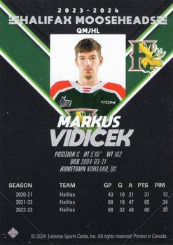 2023-24 Extreme Halifax Mooseheads (QMJHL) #NNO Markus Vidicek Back