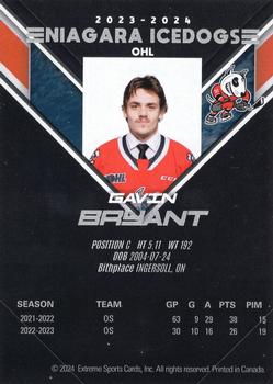 2023-24 Extreme Niagara IceDogs (OHL) #NNO Gavin Bryant Back