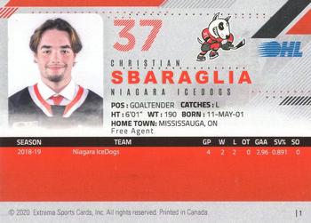 2019-20 Extreme Niagara IceDogs (OHL) Autographs #1 Christian Sbaraglia Back