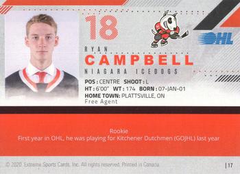 2019-20 Extreme Niagara IceDogs (OHL) Autographs #17 Ryan Campbell Back