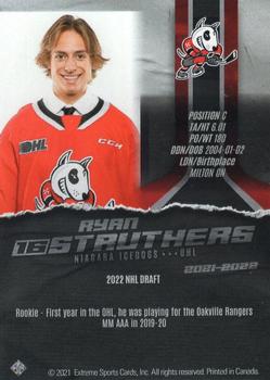 2021-22 Extreme Niagara IceDogs (OHL) Autographs #NNO Ryan Struthers Back