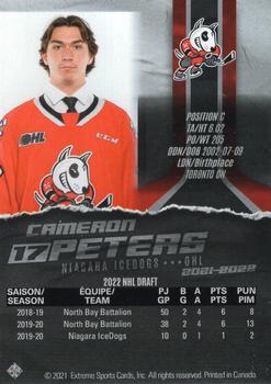 2021-22 Extreme Niagara IceDogs (OHL) Autographs #NNO Cameron Peters Back