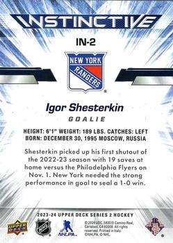 2023-24 Upper Deck - Instinctive Sparkle #IN-2 Igor Shesterkin Back