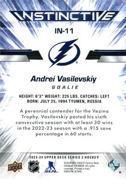 2023-24 Upper Deck - Instinctive Sparkle #IN-11 Andrei Vasilevskiy Back
