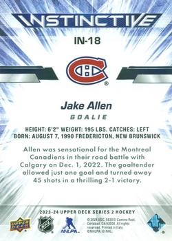 2023-24 Upper Deck - Instinctive Sparkle #IN-18 Jake Allen Back