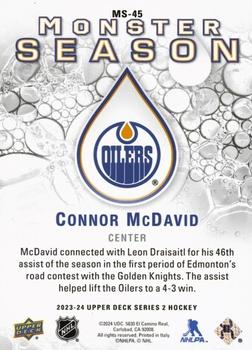 2023-24 Upper Deck - Monster Season Gold #MS-45 Connor McDavid Back