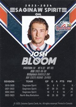 2023-24 Extreme Saginaw Spirit (OHL) #NNO Josh Bloom Back