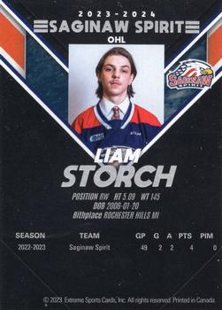 2023-24 Extreme Saginaw Spirit (OHL) #NNO Liam Storch Back