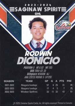 2023-24 Extreme Saginaw Spirit (OHL) #NNO Rodwin Dionicio Back