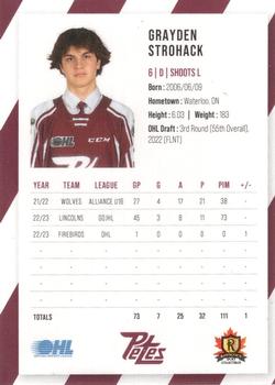2023-24 Peterborough Petes (OHL) #NNO Grayden Strohack Back