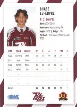 2023-24 Peterborough Petes (OHL) #NNO Chase Lefebvre Back