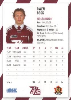 2023-24 Peterborough Petes (OHL) #NNO Owen Beck Back