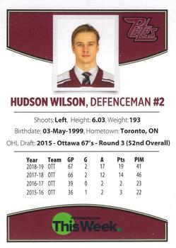 2019-20 Peterborough Petes (OHL) #NNO Hudson Wilson Back