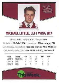 2019-20 Peterborough Petes (OHL) #NNO Michael Little Back