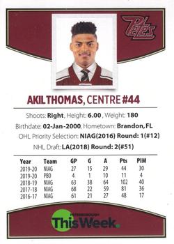 2019-20 Peterborough Petes (OHL) #NNO Akil Thomas Back
