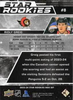 2023-24 Upper Deck NHL Star Rookies Box Set #8 Ridly Greig Back
