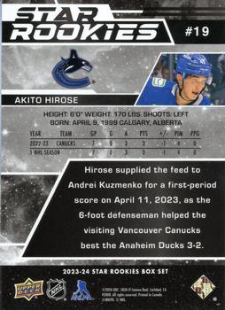 2023-24 Upper Deck NHL Star Rookies Box Set #19 Akito Hirose Back